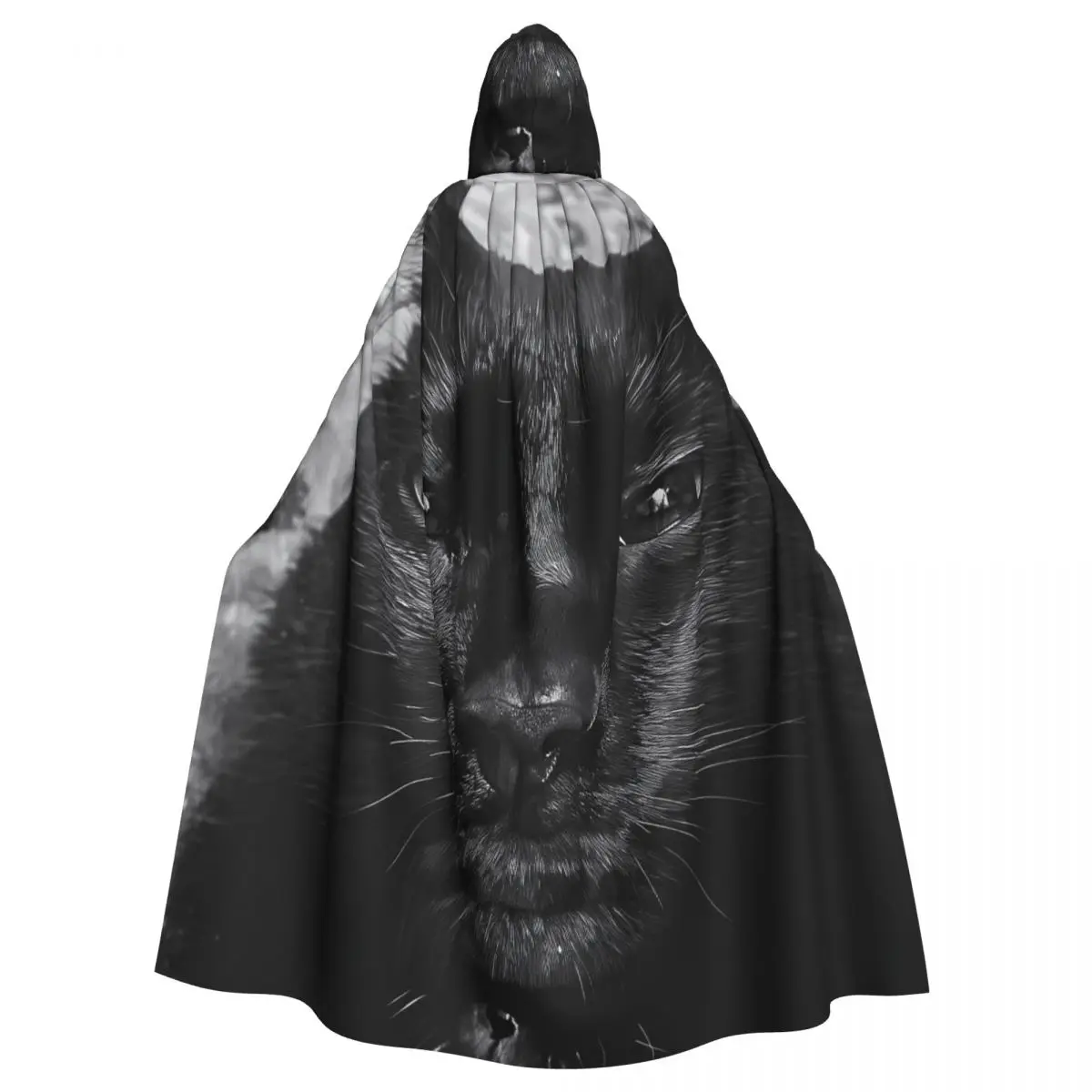 Aldult Halloween Black Cats Cloak with Hood Funny Meme Grim Reaper Robe Costume for Party