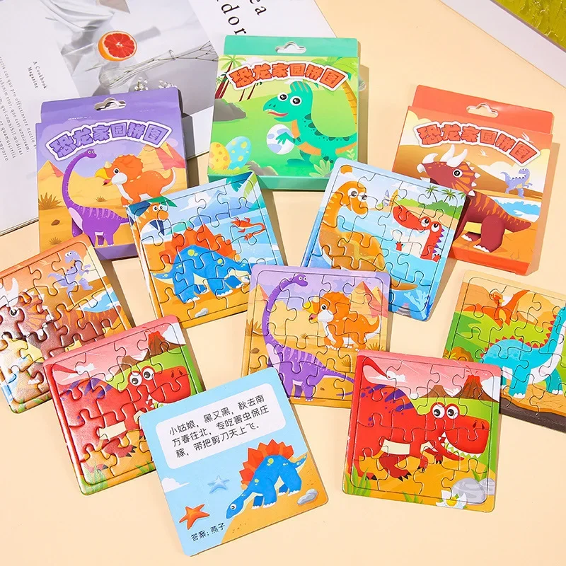 10 Boxes Jungle Dinosaur Theme Paper Jigsaw Puzzle Toys for Kids Boy Dino theme Birthday Party Favors Pinata Filler School Prize