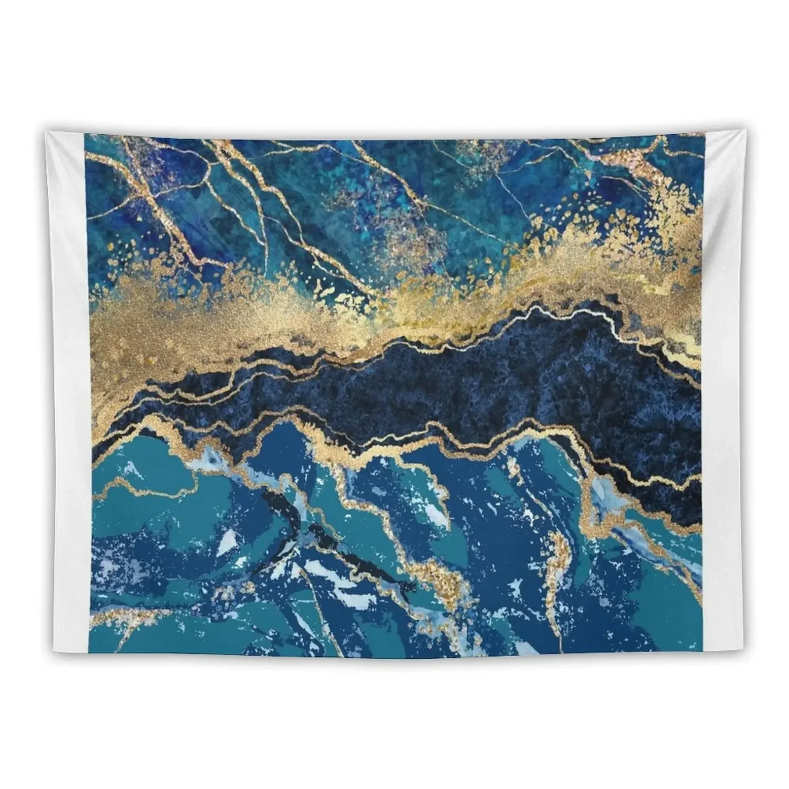 blue white and gold marble pattern Tapestry Room Ornaments Room Decorator Cute Decor Aesthetic Decoration Tapestry