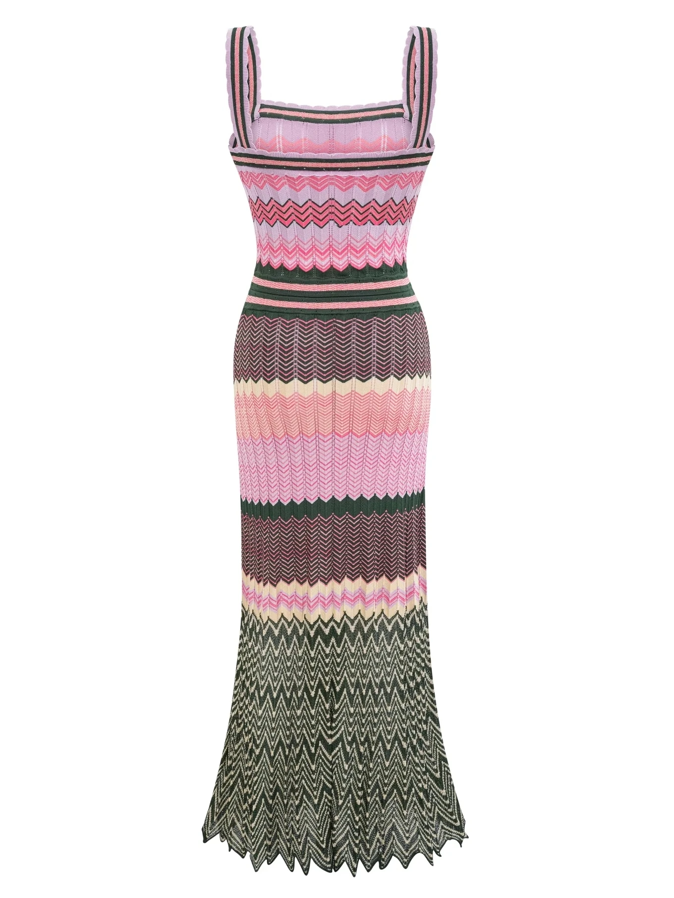 Sd estilo paris marca design ziguezague alças de malha rosa verde longo maxi vestido para mulher festa clube saia fina boho vestidos roupas