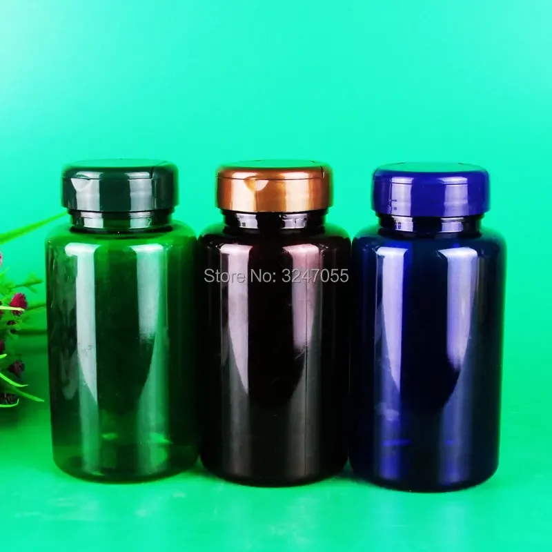 150cc Blue/Green/Brown Plastic Medicine Tablets Refillable Bottle,150ml Convenient Pills/Capsules Storage Container,Candy Bottle