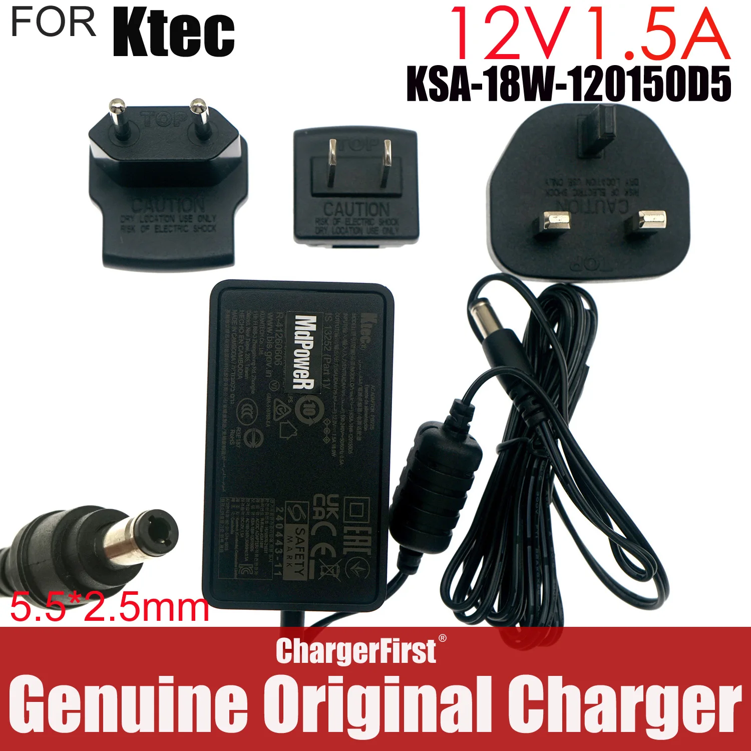 Genuine Ktec KSA-18W-120150D5 12V 1.5A 18W Adapter 5.5x2.5mm for WD My Book My Cloud Elements WDH1CS WDBAAG Seagate HDD