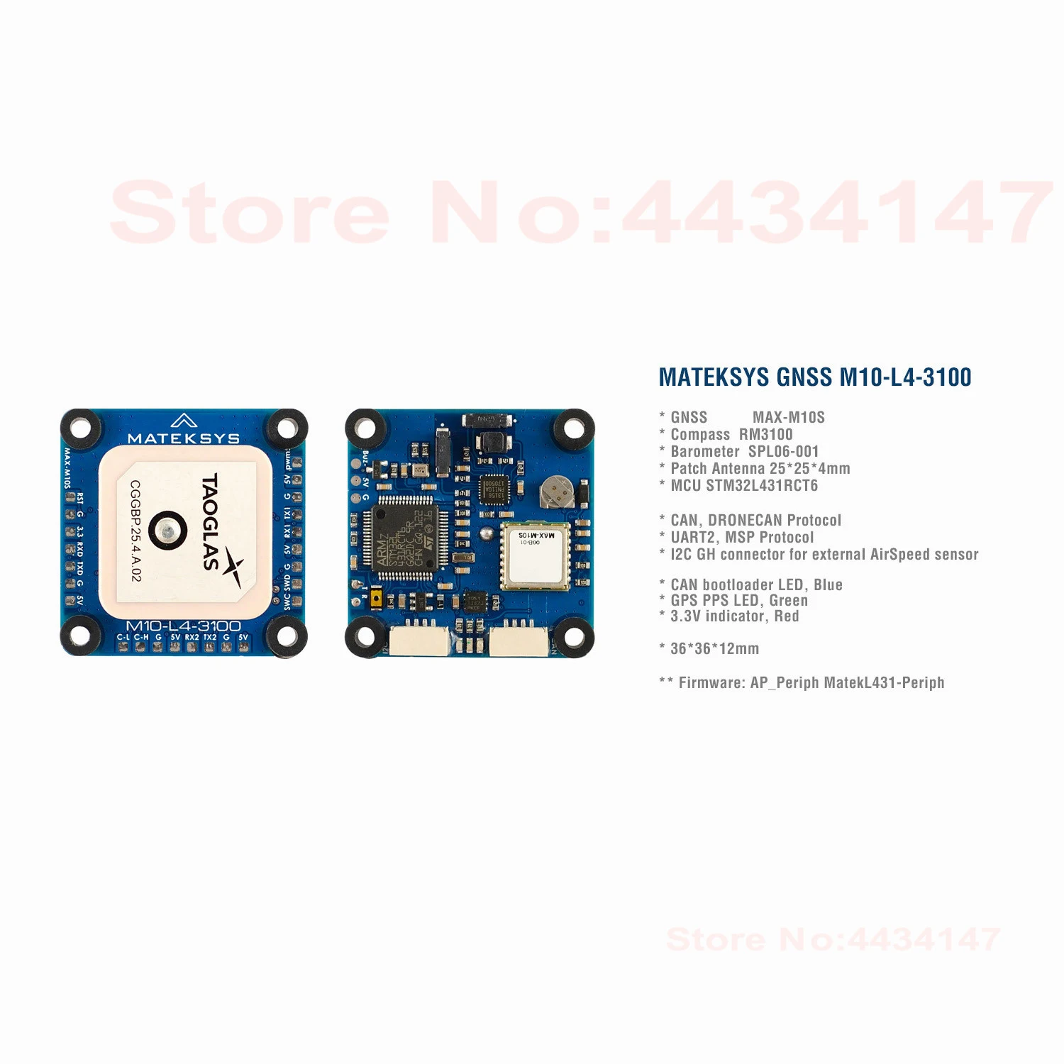 Matek Systems AP_Periph M10-L4-3100 GPS GNSS MAX-M10S With AirSpeed Sensor SPL06-001 Module For RC FPV Racing Drone