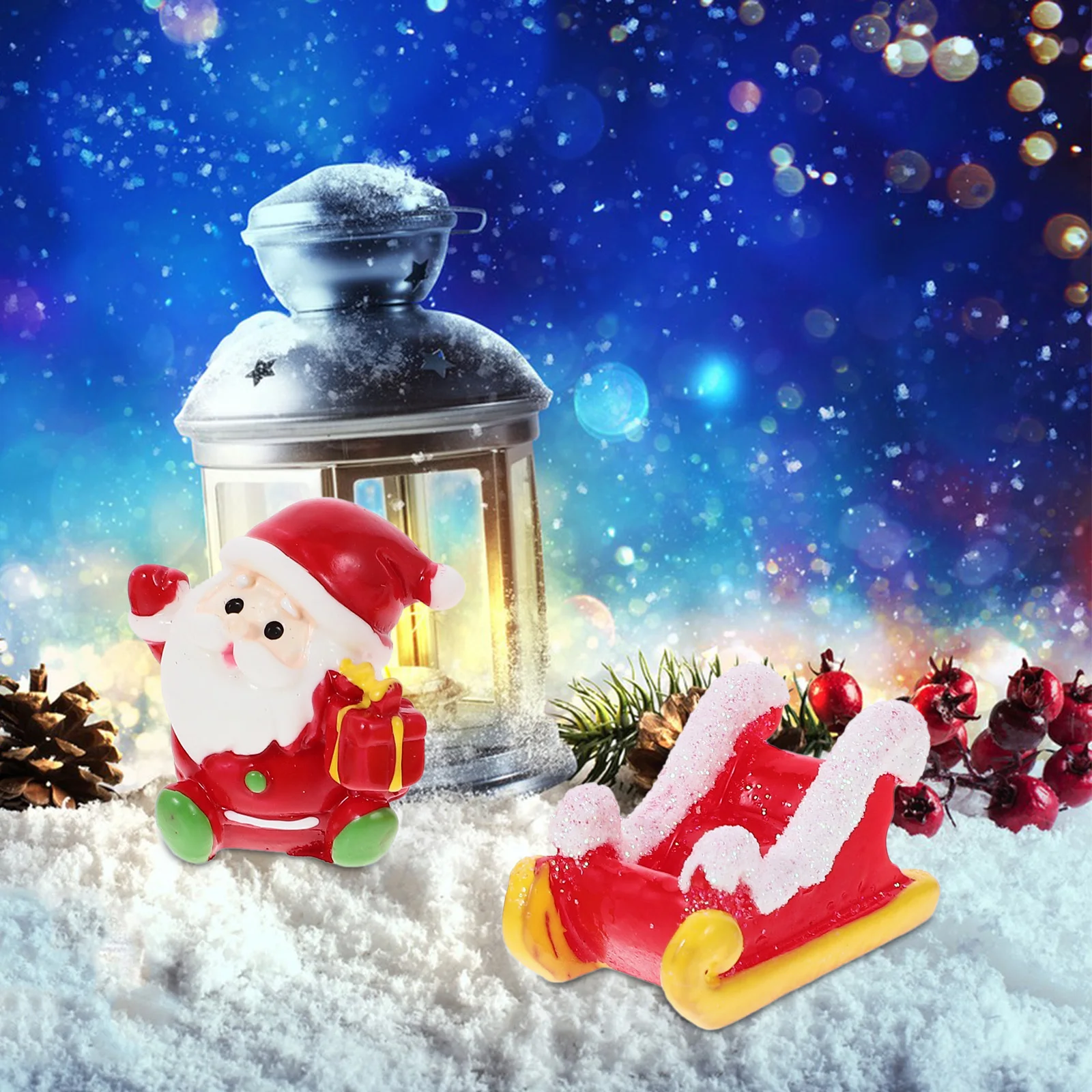 

1 Set Mini Christmas Ornaments Resin Craft Adorable Tiny Figure For Xmas Decor Desktop Bonsai Snow Globe Party Home Garden Room