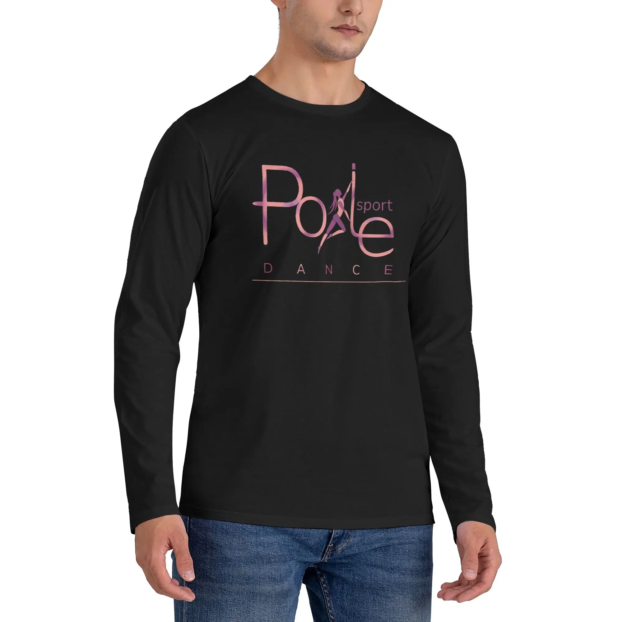 

Pole Dance Men's Long Sleeved T-shirt Fashion Round Neck T shirts Spring and Autumn Men tops