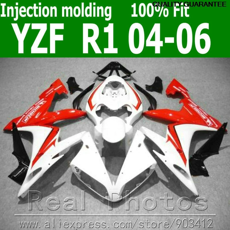 

High quality fairing kit for YAMAHA Injection molding YZFR1 2004-2006 white red black fairings set 04 05 06 YZF R1 AS40