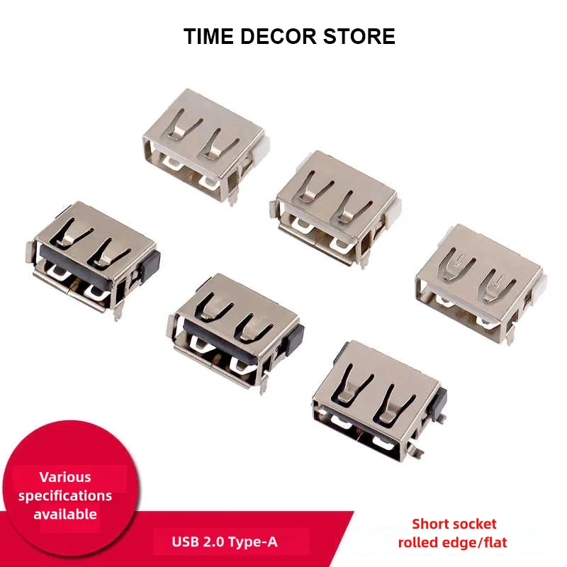 10pcs 4P Type-A Female & Male SMD DIP Socket, USB 2.0 10MM Interface, USB Type A Standard Port Solder Jacks Connector.