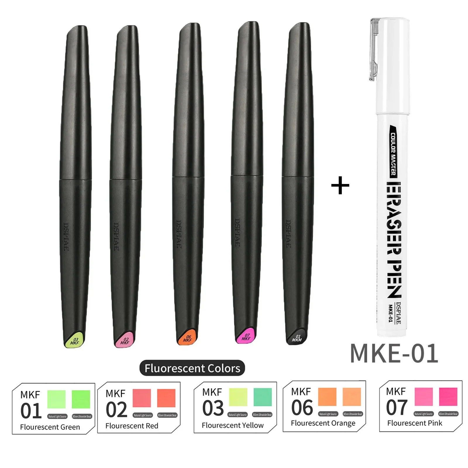 DSPIAE Water-based Soft Tipped Markers Kit for Gundam Model Painting DIY Tool with Universal Eraser Metallic Fluorescent Color