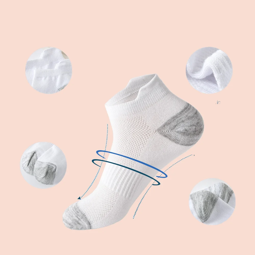 Chaussettes de sport en coton respirant pour hommes, maille, décontracté, athlétique, coupe fine, court, rinçage, haute qualité, mode, nouveau, 2024, 6 paires