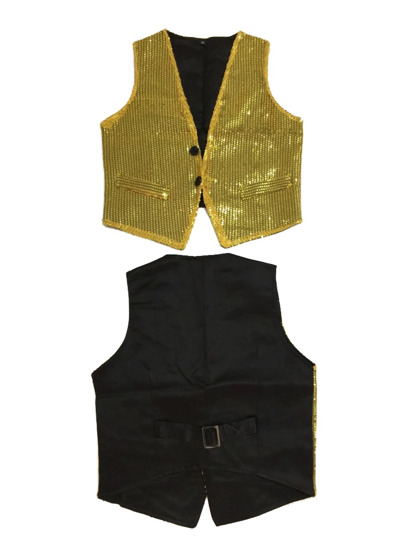 

Boys Sparkling Sequin Vest Shiny Sleeveless Button Jacket Tops Hip-hop Latin Dance Stage Performance Costume Child Waistcoat