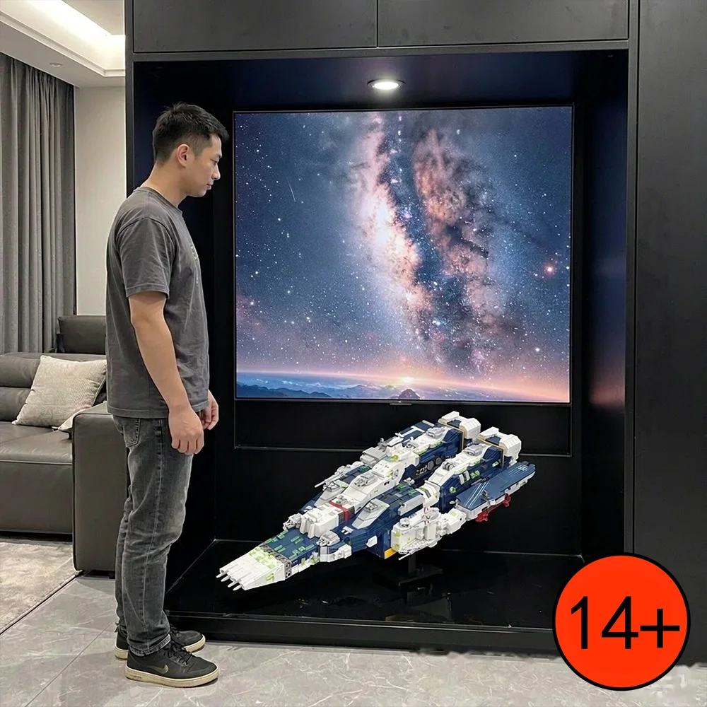 4682PCS Interstellar Space Shuttle Warship MOC Building Blocks Model Large Modular Futuristic Space Vessel Bricks Set Rich Mechanical Details Assembly Desktop Display Decor Collectible Gift for Building Block Fans