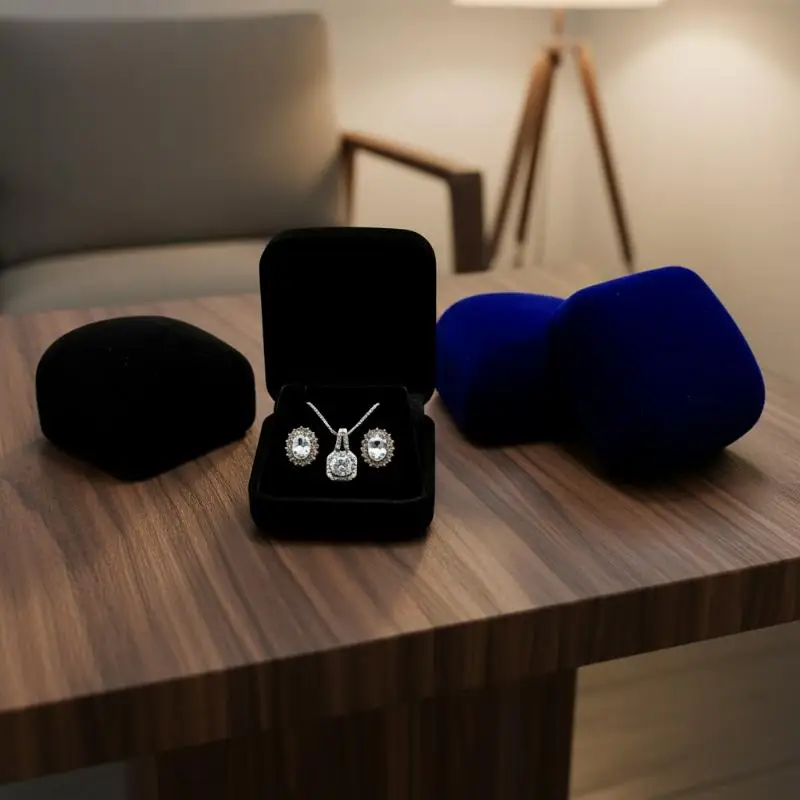 Velvet Travel Jewelry Storage Box Soft Lining Small Stud Earrings Necklace Organizer Display Case for Women Girls