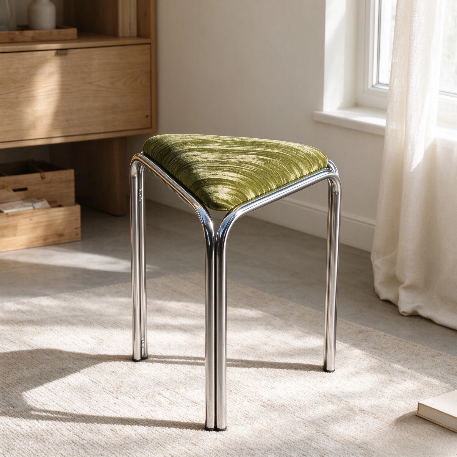 Stackable Fabric Tripod Stool, Compact Vanity Ottoman and Dining Seat for Bedroom, Entryway, Dining Room and Small Spaces
