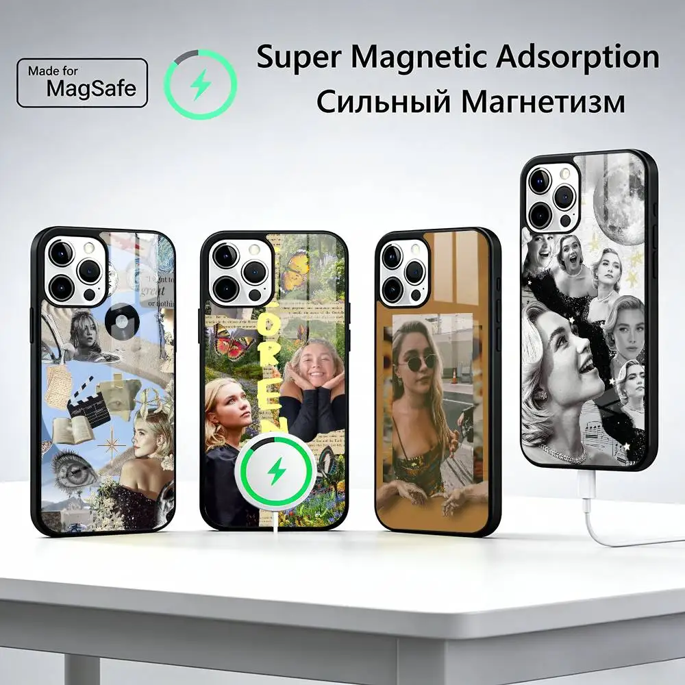 

Actress F-Florence Pugh Phone Case For iPhone17,16,15,14,13,12,11 Plus,Pro Magnetic For Magsafe Wireless Charging