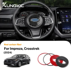 Real Soft Carbon Fiber 3PCS Sticker For Subaru Crosstrek Impreza 2024 Car Steering Wheel Center Interior LHD RHD Accessories