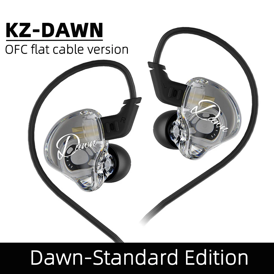 KZ Dawn HiFi-oortelefoon 10MM Dual Dynamic Drive Bass-oordopjes In-ear monitor Gaming Sport Muziek DJ Podium Ruisonderdrukking Hoortelefoon