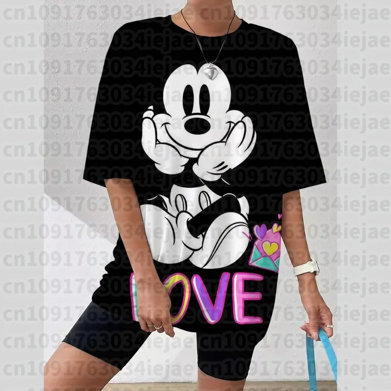 تي شيرت نسائي ديزني ميكي ماوس ثلاثية الأبعاد طباعة جديدة الخامس الرقبة قصيرة الأكمام الصيف ملابس نسائية غير رسمية Harajuku الهيب هوب الملبس #3