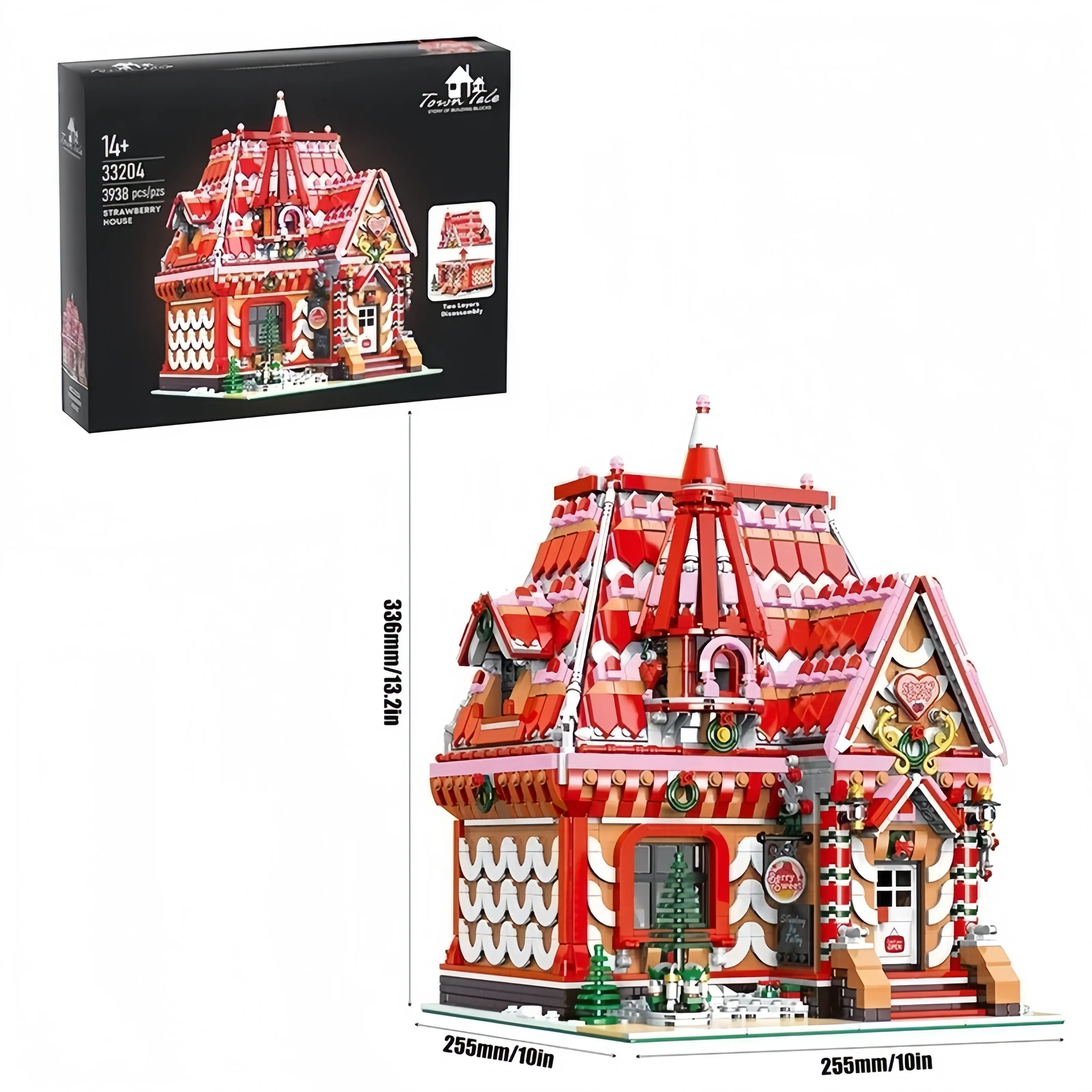 3938PCS Bricks MOC Toy Strawberry Ice Cream Workshop Street View Building Model DIY Assemble Architecture Ornament Birthday Gift