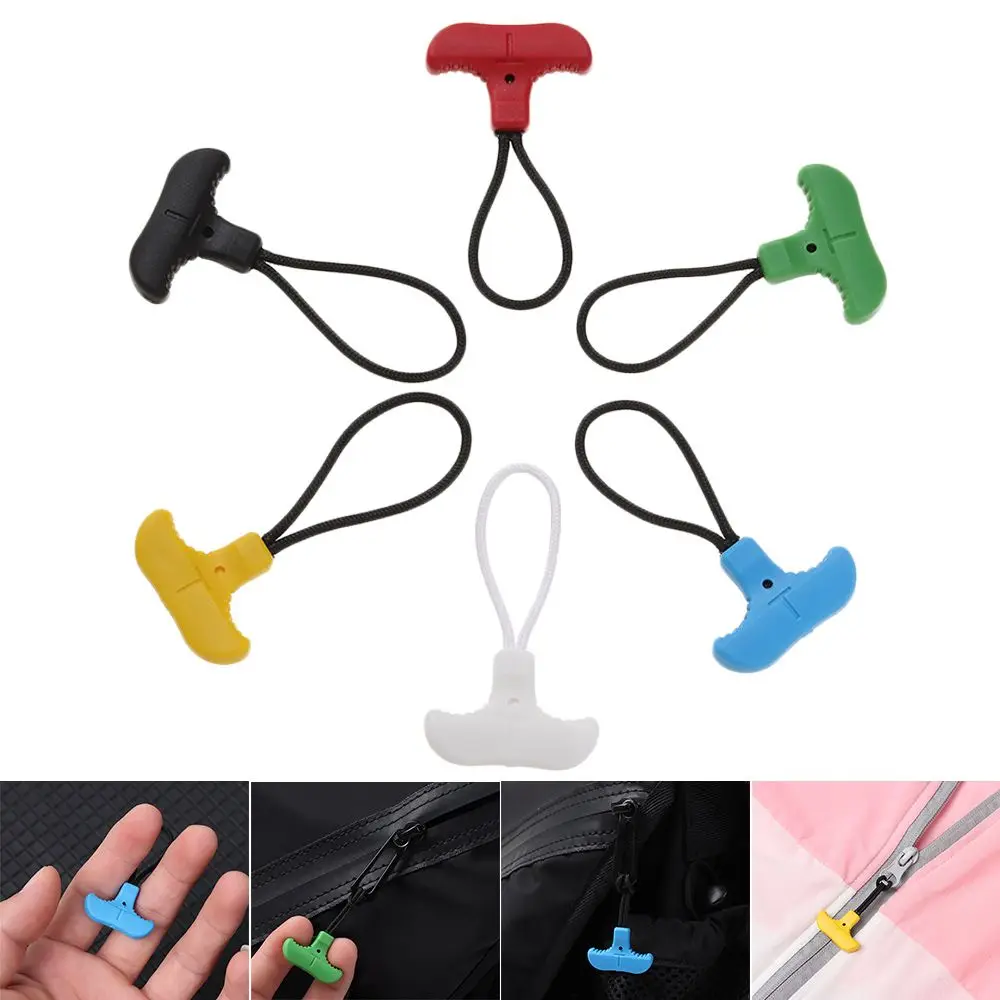 5Pcs Practical Clothing Tent T-shaped Zipper Pull Fixer Puller Replacement Backpack Zipper