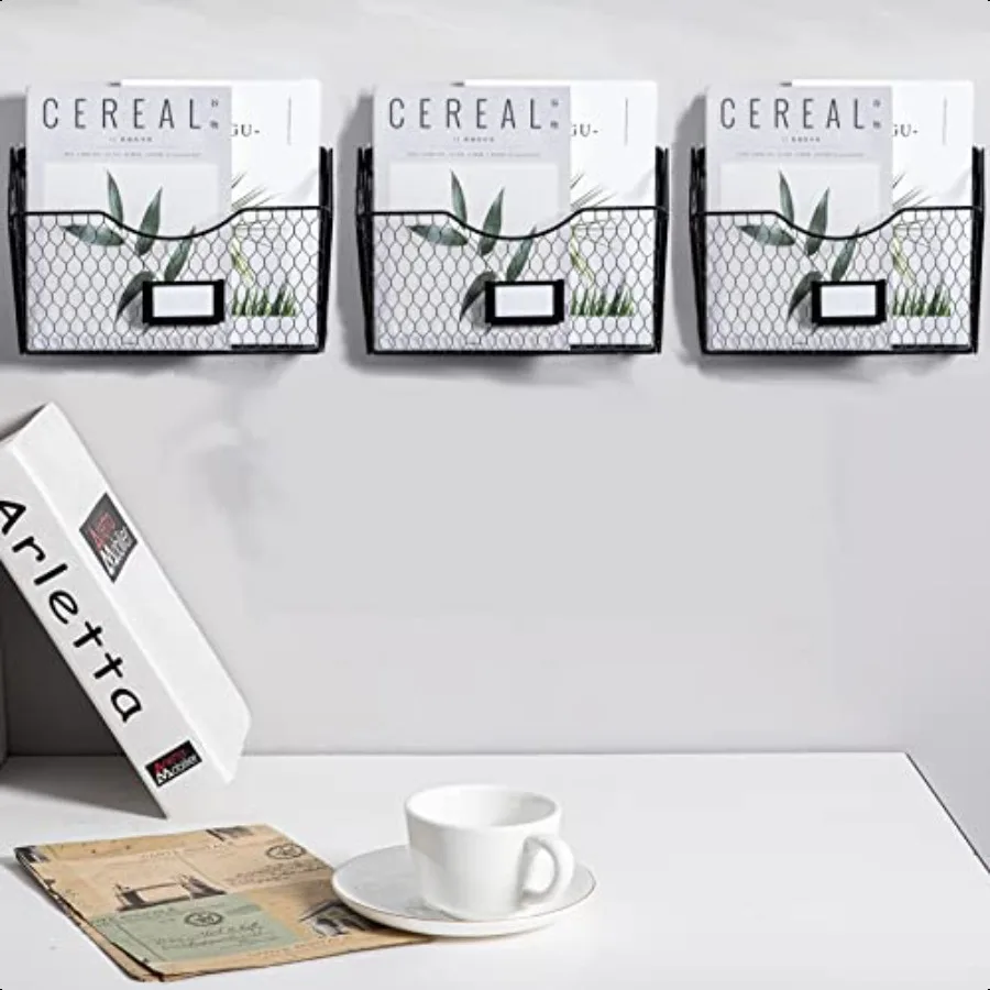 Стойка для журналов NA Mesh, 3-х карманов, настенное крепление, подвесной держатель для файлов, органайзер со слотом для бирки, металлическая куриная проволока, сортировщик почты, сортировщик документов