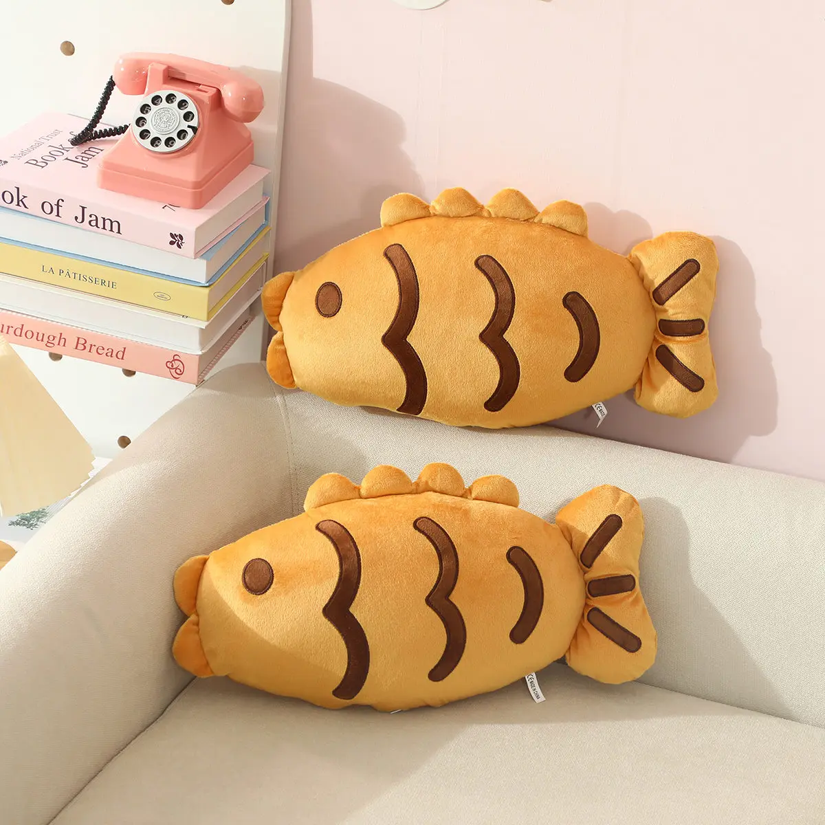 Nowa kreskówka realistyczna Taiyaki żółta ryba Snapper pluszowa poduszka wypchane zwierzę poduszka Sofa dekoracja krzesła urodziny prezenty na boże narodzenie