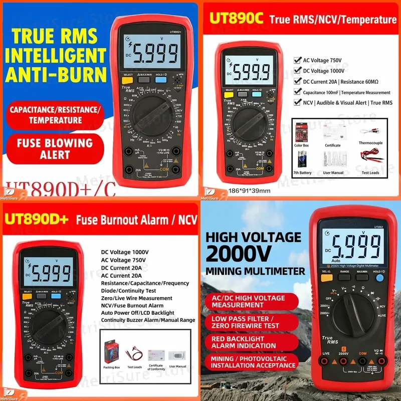 Digital Capacitance Meter Multimeter with 2000V High Voltage Measurement Capacitor Tester LCR Meter Precision