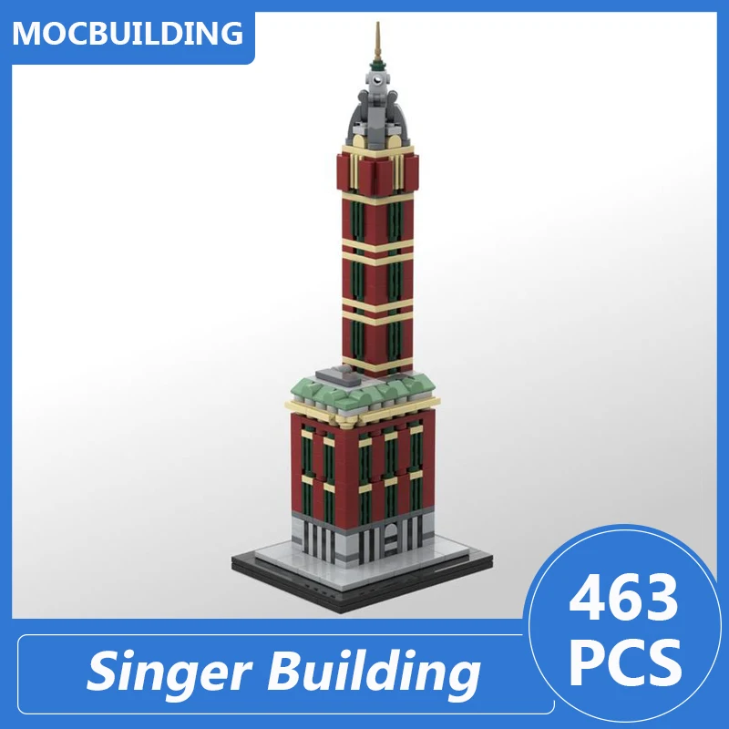 Singer Building 1:800 Scale Model Moc Blocks Diy Assemble Bricks Architecture Educational Creative Collection Toys Gifts 463PCS