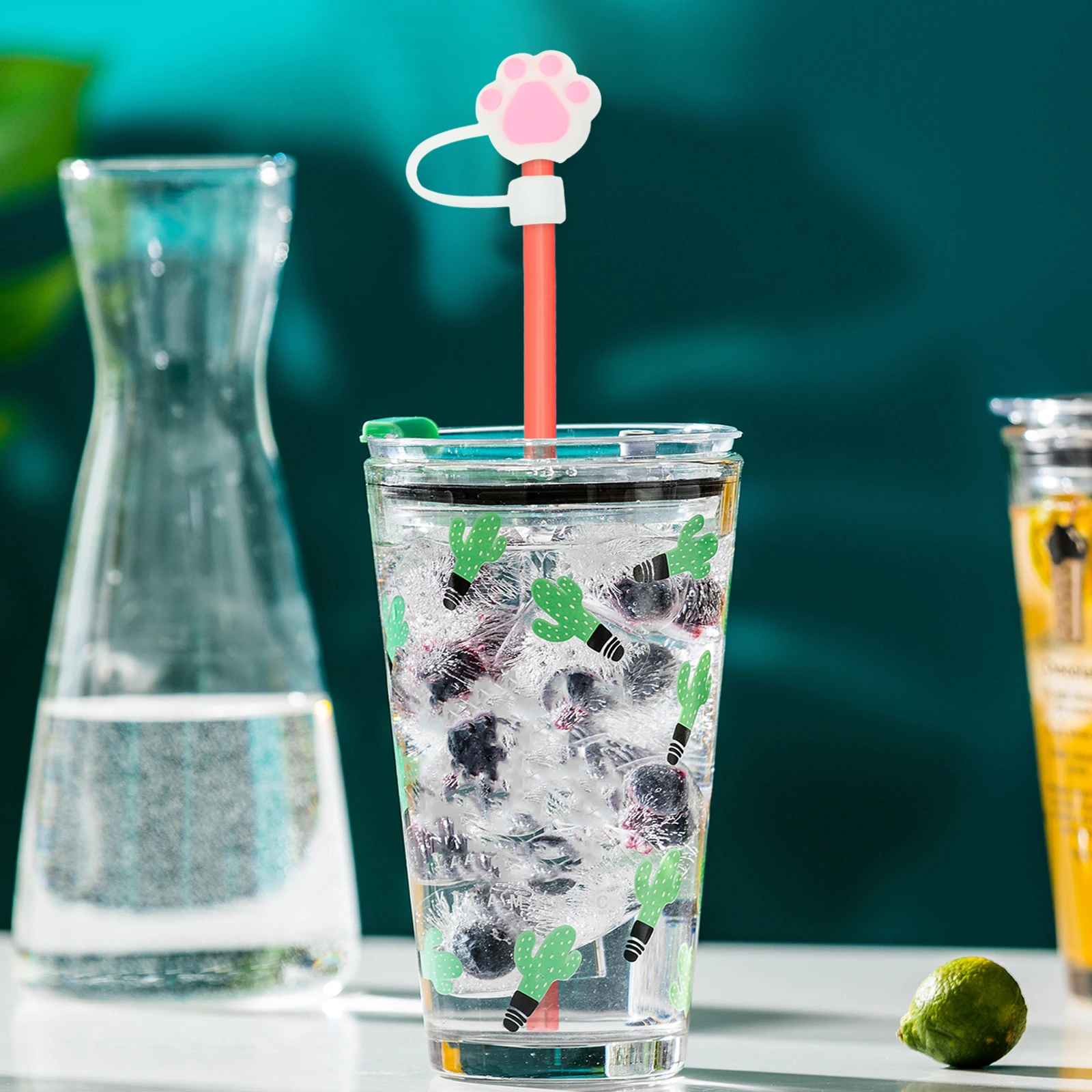 

5Pcs Reusable Silicone Straw Covers Cute Toppers 8mm Diameter Dirtproof Sealing Effect Long Lasting Use Straw Cover