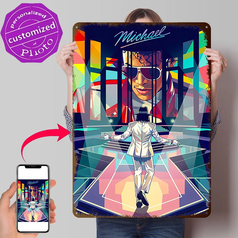 Michael Jackson Poster Retro 3D Printed Metal Signs Customized Wall Hanging Gift for Custom Plate Gaming Decoration Room House