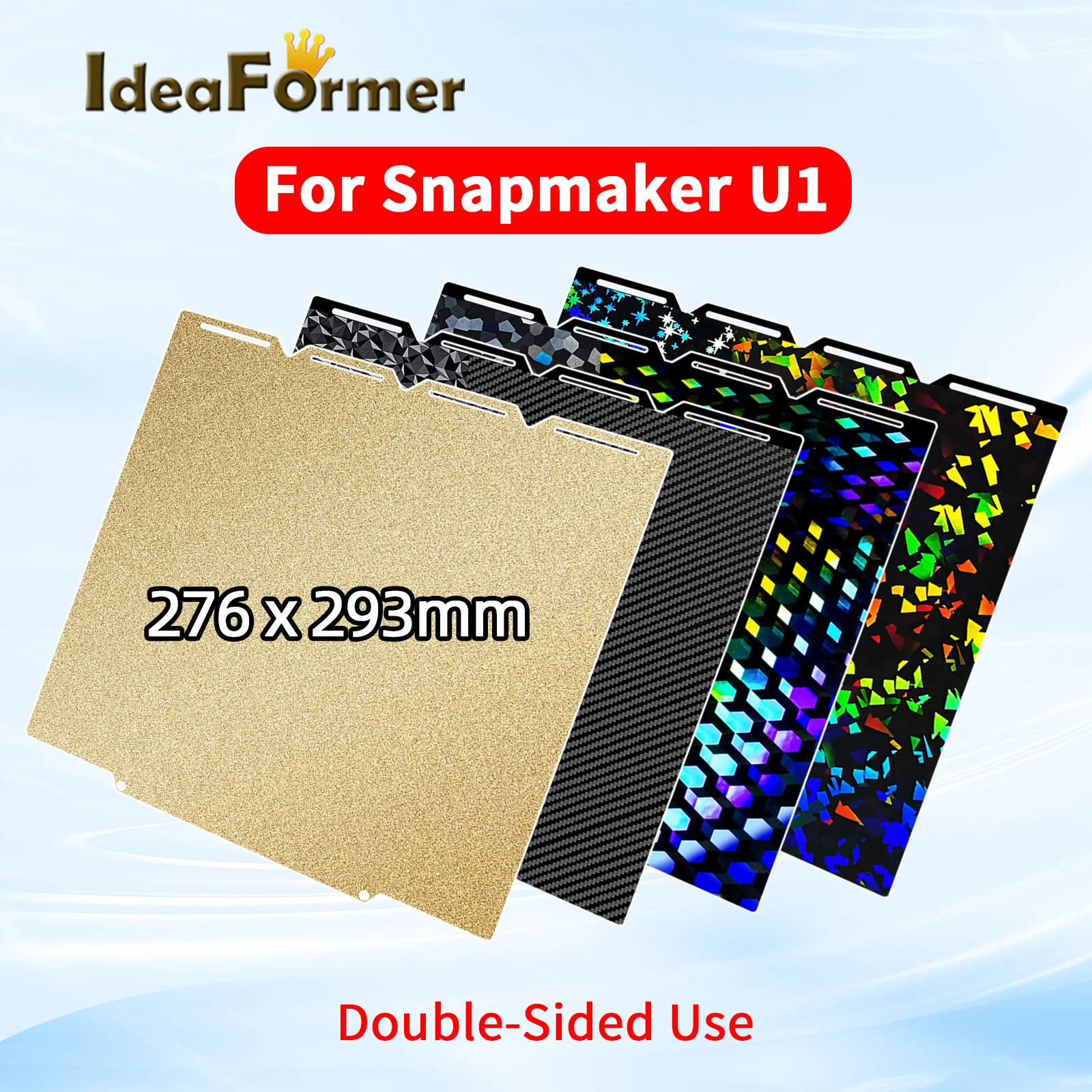 

For Snapmaker U1 PEI PEO PET Super Adhension Build Plate 276x293mm Double Sided Spring Steel Plate For Snapmaker U1 Accessories