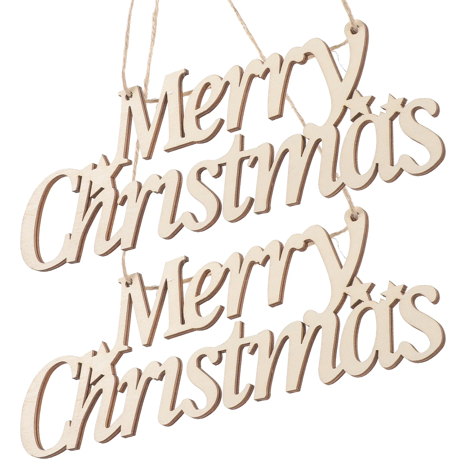 2 stuks vrolijk kerstfeest hangende hanger teken decoraties binnen buiten houten 60 cm touw blijvend niet-vervagend voor verschillende
