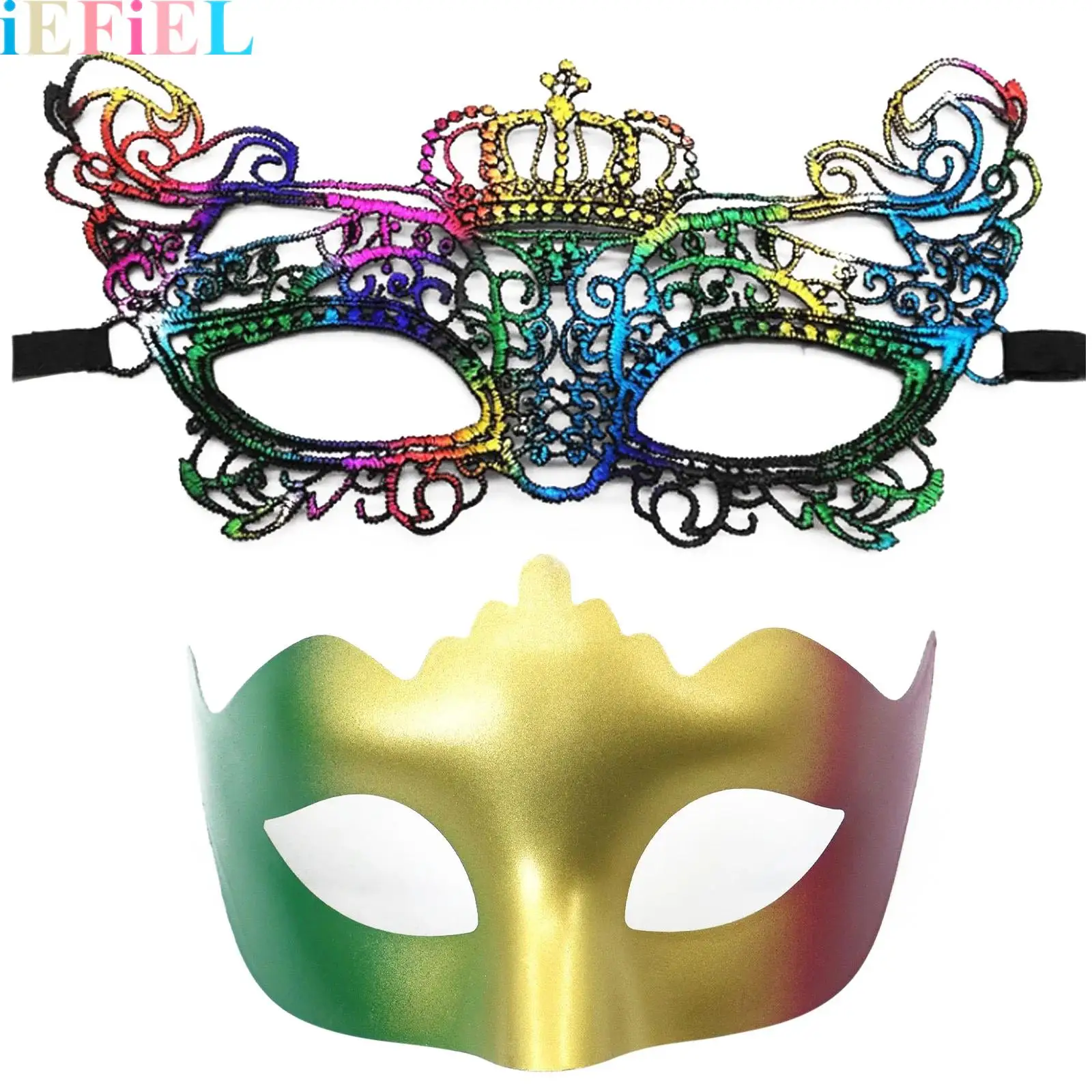 

Masquerade Mask Tricolor Gradient Venetian Eye Half Mask for Mardi Gras Party Prom Ball Halloween Carnival
