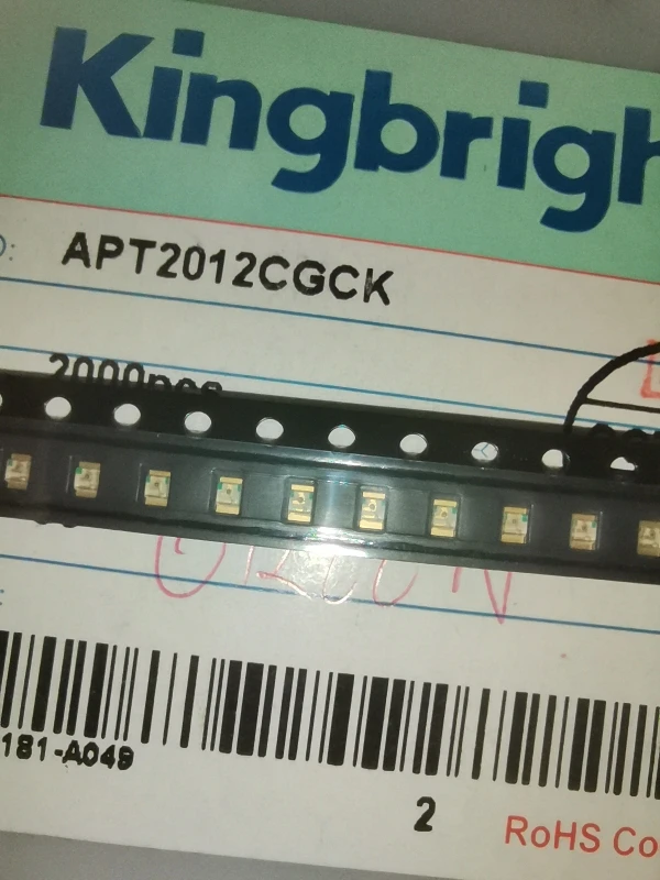 

50 шт./APT2012CGCK 0805 (2012) золотые стопы с плоским горлышком, желто-зеленые световые индикаторные бусины