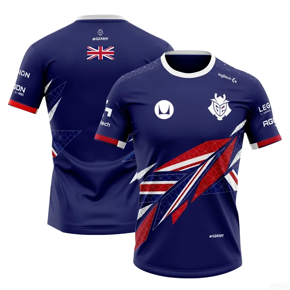 الصيف G2 ESports CS GO ألعاب فريق موحد تي شيرت الوطنية قميص رياضي التدريب تي شيرت جديد عادية تنفس الأولاد لعبة تيز #5