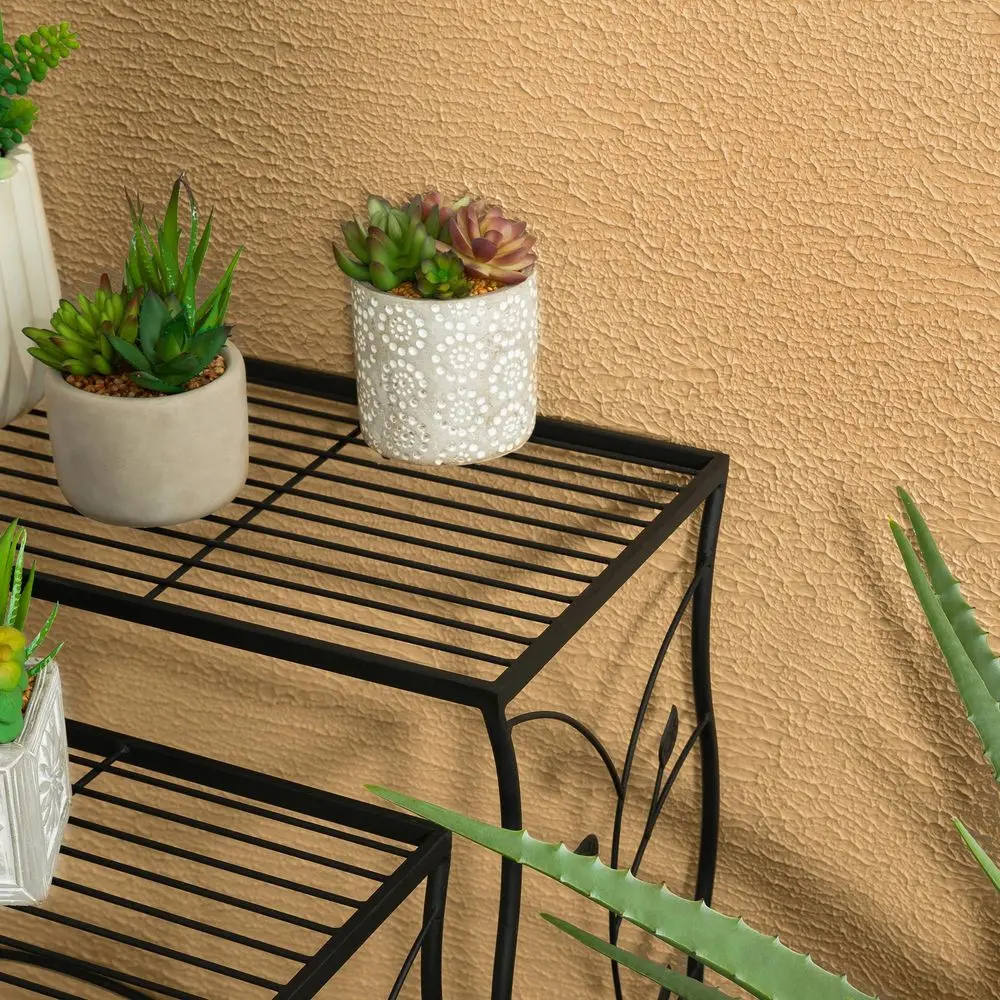 

Набор из 3 металлических отдельно стоящих подставок для растений, декоративная полка для хранения, подставка для цветов, органайзер для цветочных горшков для дома и улицы, B