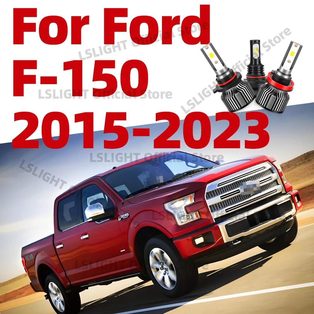 2/6x For Ford F-150 F 150 F150 2015-2023 - High Low Beam 20000LM 120W Turbo LED Headlights 12V 6000K Fog Lamp Bulbs