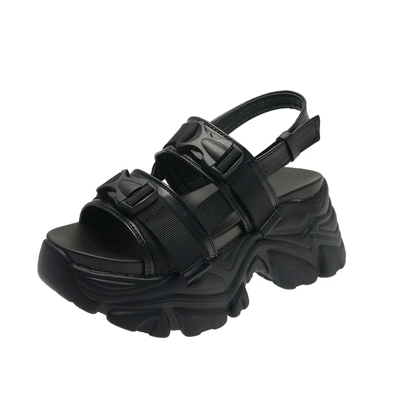 Zomer Chunky Sneakers Hoge Platform Sandalen Hollow Out 6Cm Wig Hakken Strand Sandalen Vrouw Dikke Bodem Gladiator Schoenen Nieuwe