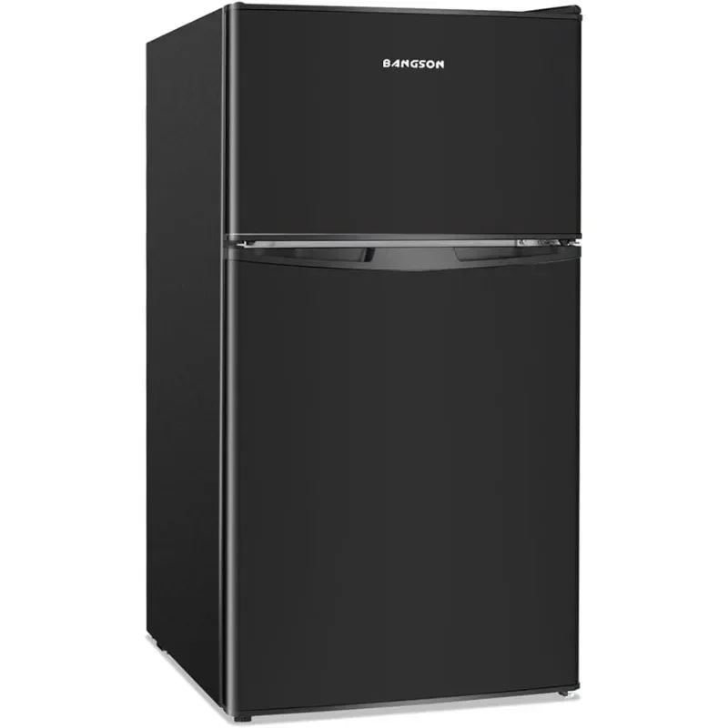 BANGSON-Mini Geladeira com Freezer, 2 Portas Geladeira Pequena, Mini Geladeira para Quarto, Casa, Escritório, 3.2 CU.FT