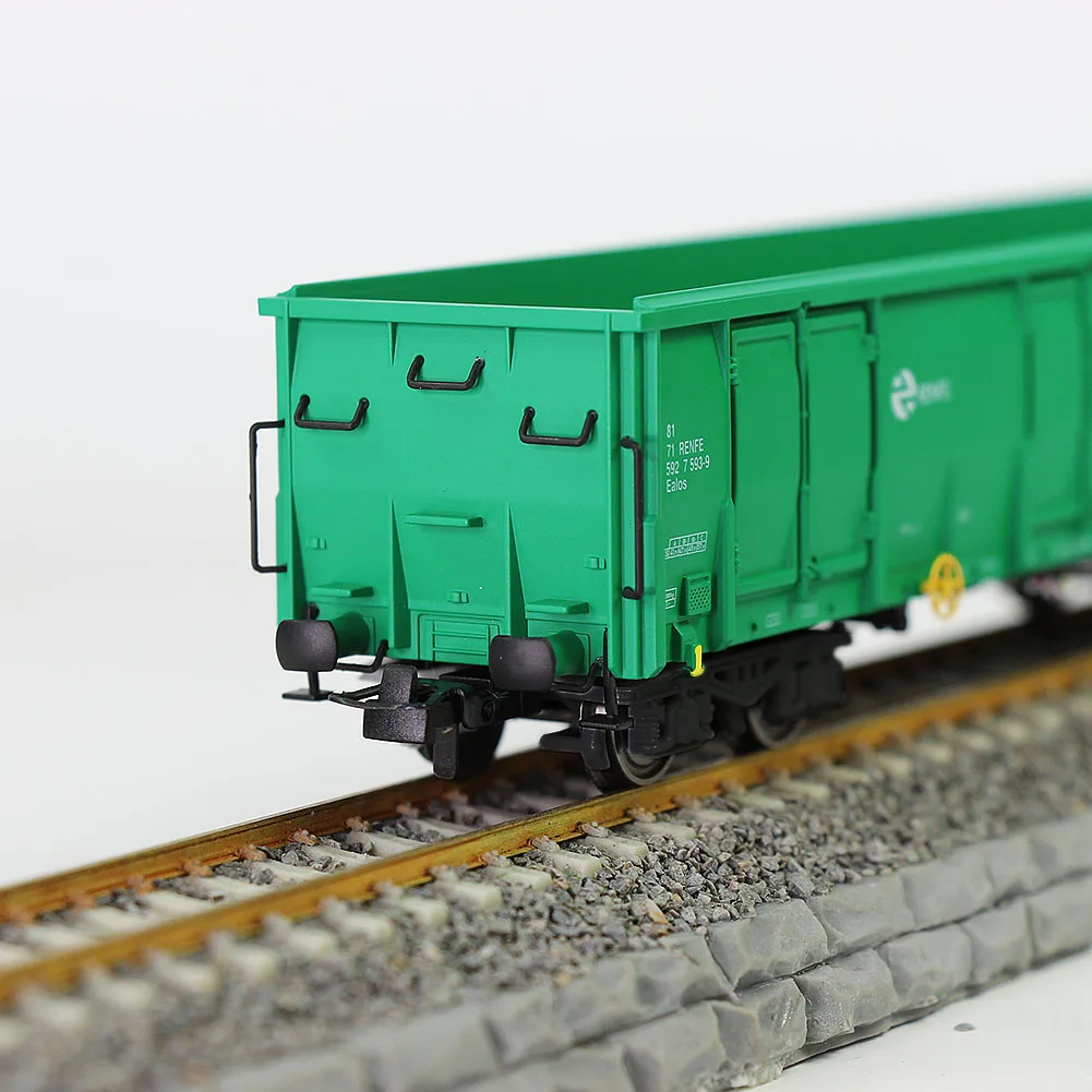 Evemodel 1pc/2pcs HO Scale 1:87 Green RENFE Printed High-side Gondola Car Railway Wagons C8742PLv