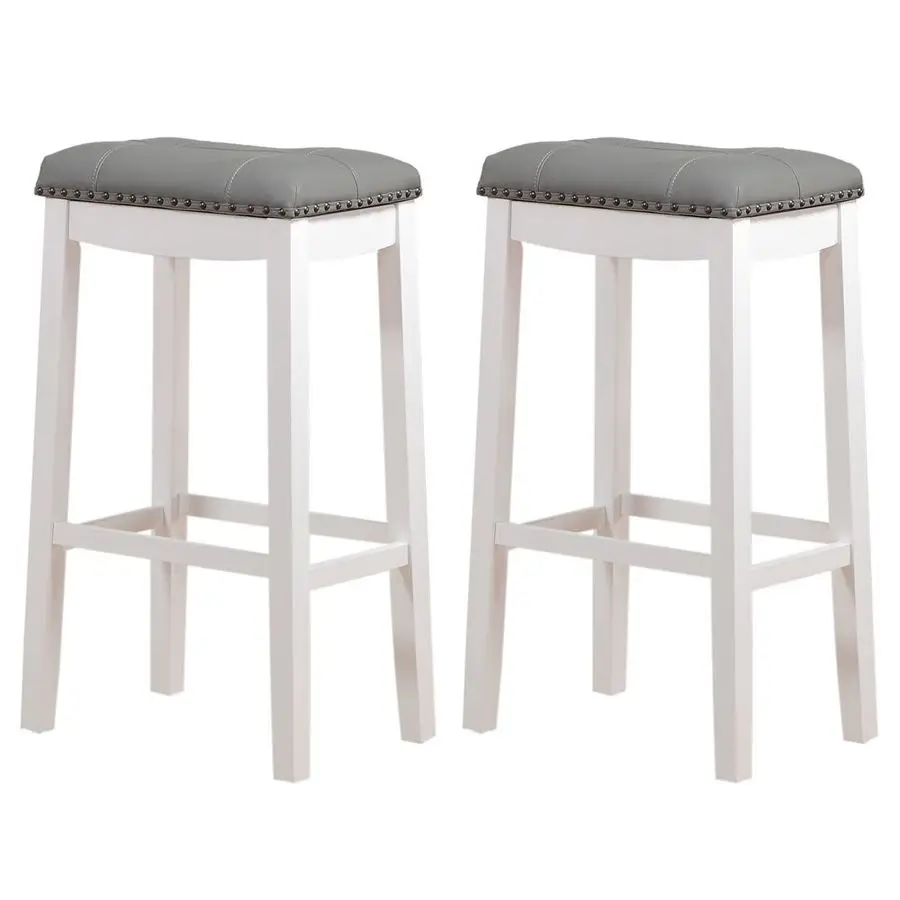 

Cambridge Padded Saddle Stool with Cushion, 29 Set of 2, White with Gray