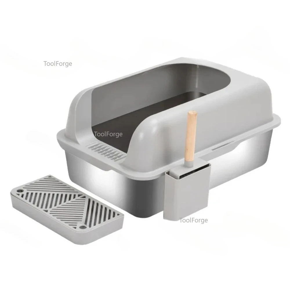 Stainless steel cat litter box is fully enclosed, oversized, splash-proof, non-stick, and easy to clean.