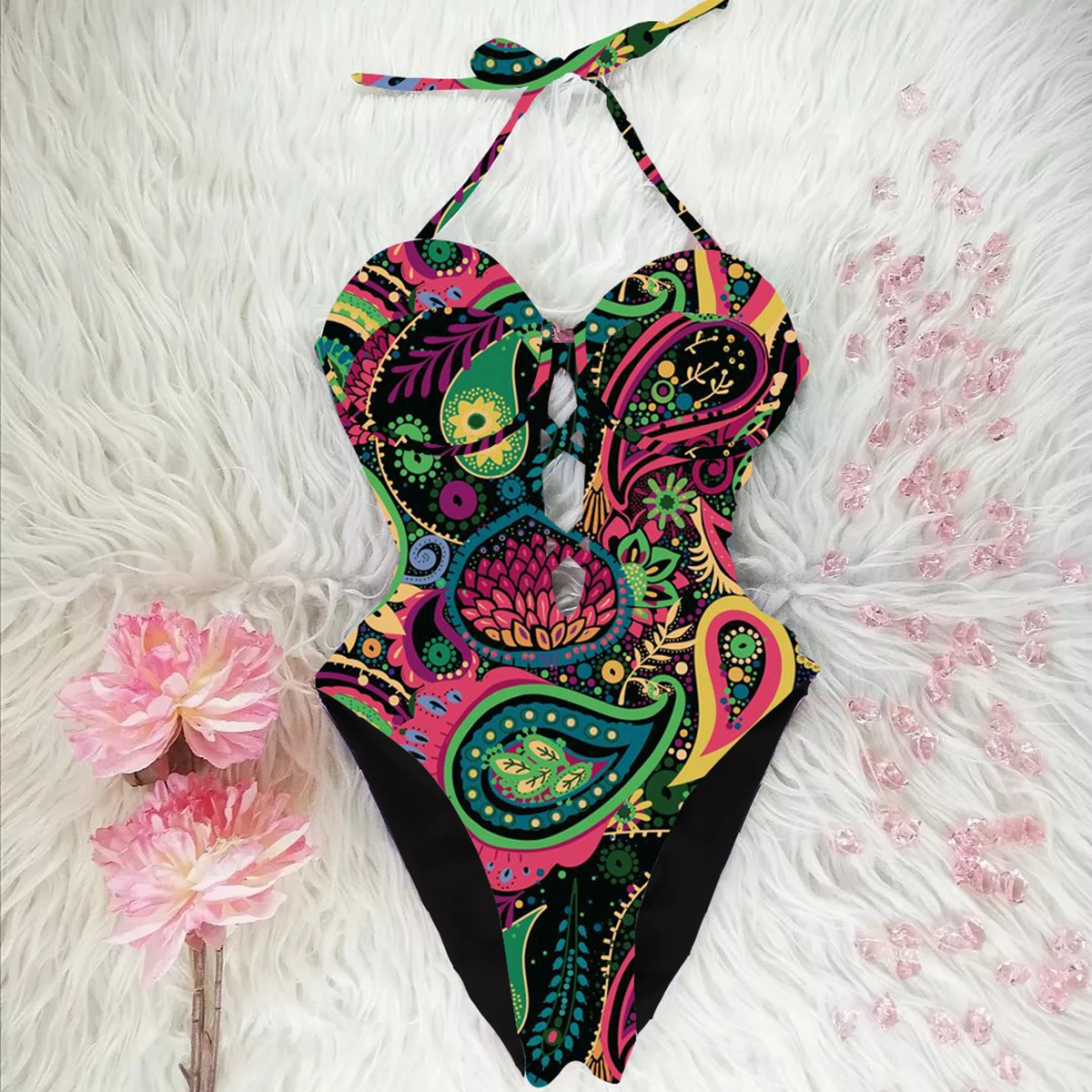 Print Retro Swimwear Push Up Slimming Women's Swimsuit One Piece Bodysuit Patchwork Monokini Plaid Bathing Suit Pads Female Set