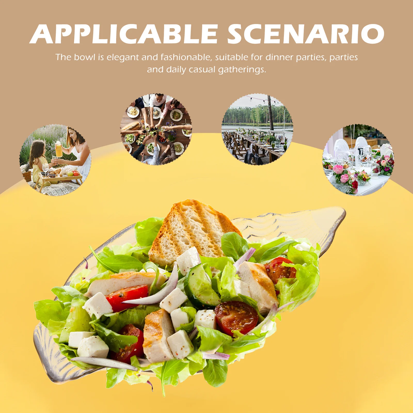 

1Pcs Gold Edged Glass Fruit Plate Conch Shape Decorative Serving Plate Snack Dish for Home Party Office Glass Crystal Tableware