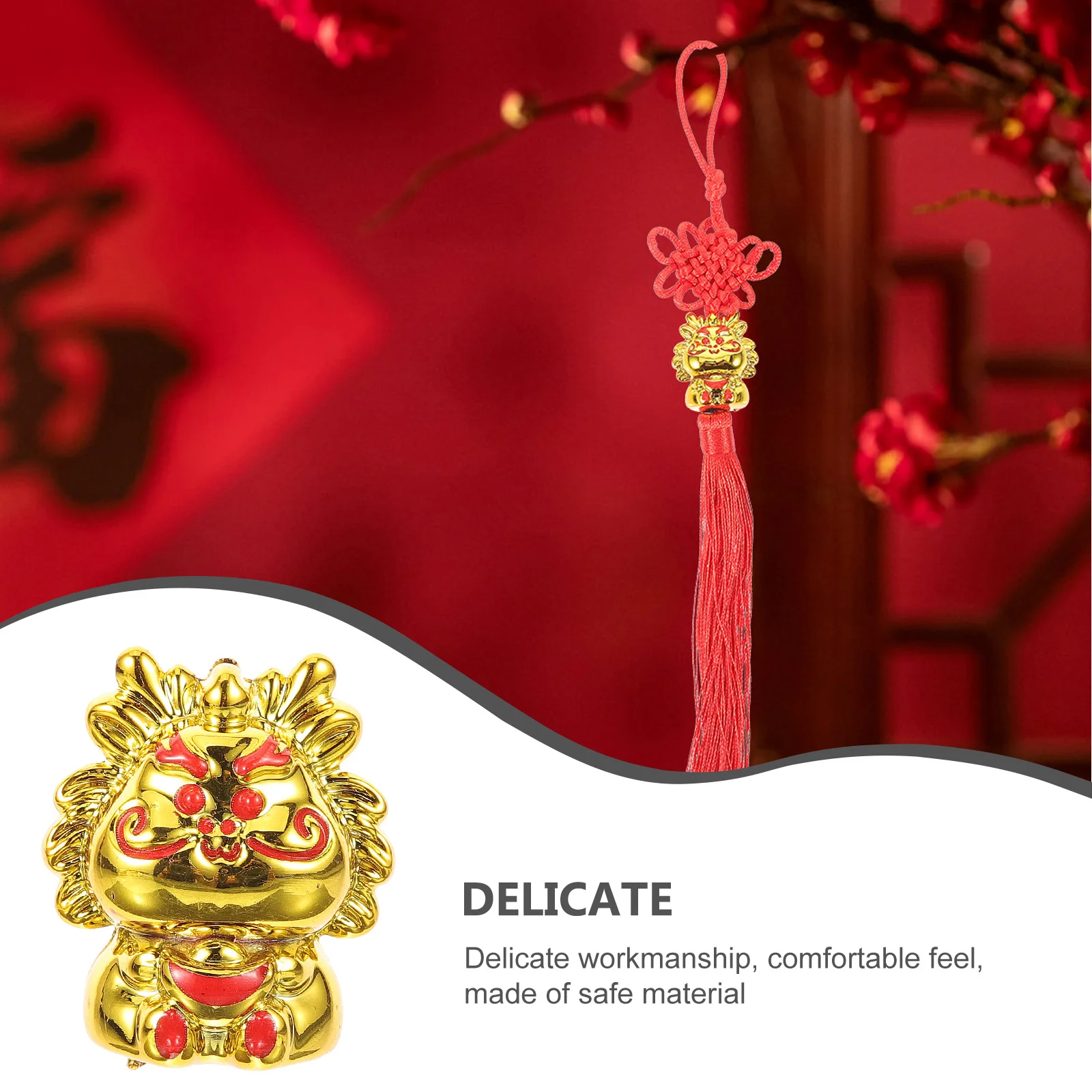 

10Pcs Dragon Shaped Chinese Pendant Resin Durable Spring Festival Hanging Ornament Bonsai Hanging Decor Holiday Gift