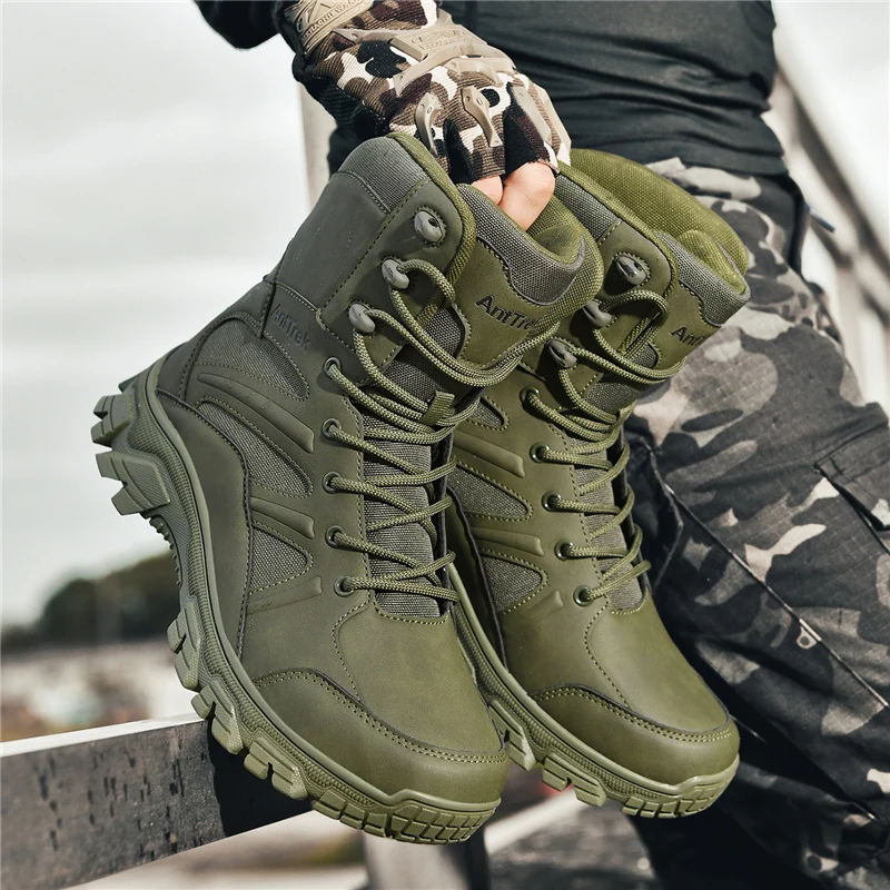 Neue Herren-Armeestiefel, rutschfest, hochwertig, zum Schnüren, ultraleichte Trainingsstiefel für Herren, atmungsaktive taktische Stiefel
