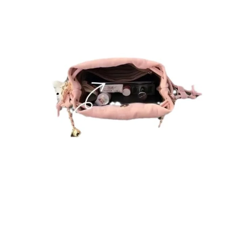 Borse a tracolla da donna in pelle rosa di alta qualità borse a secchiello femminili con coulisse versatili borse a tracolla a catena semplice borsa