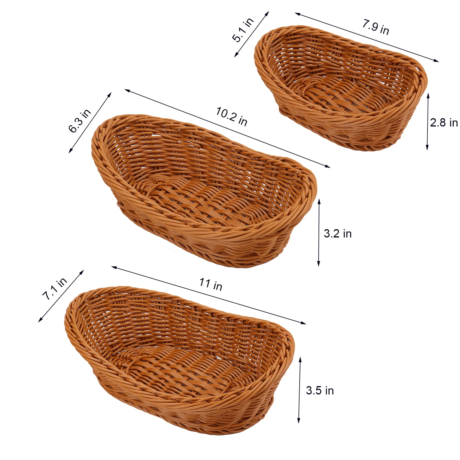 Handmade Oval Rattan Bread Basket Woven Food Fruit Dessert Tray Storage Basket Vegetable Breakfast Display Kitchen Organizer