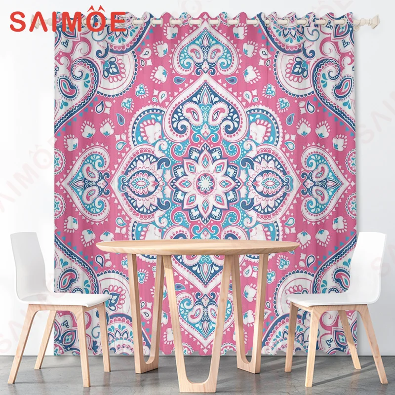 Indian Hippie Mandala Minimalist Window Curtain Bohemian Drapery Bedroom Living Room Kitchenroom Balcony Boho Printing Panels