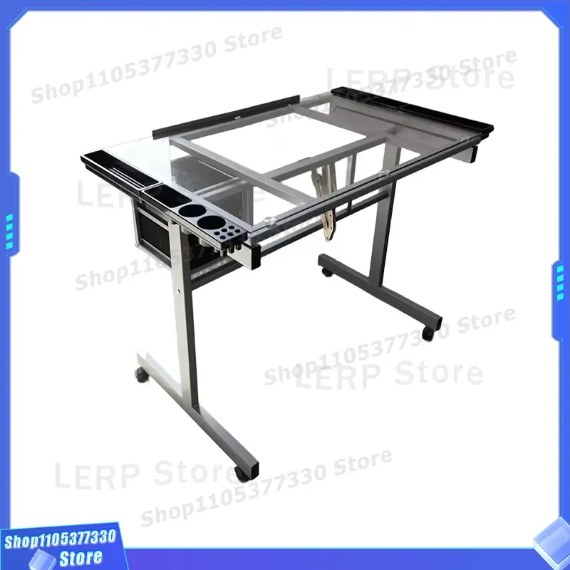 Adjustable Height Ergonomic Drawing Table with Glass Top and Drawers for Architects Students School Furniture Drafting Desk