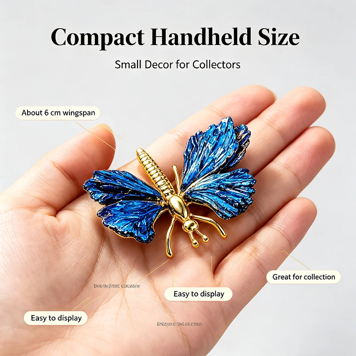 1PC Natural Crystal Stone Black Tourmaline Aura Blue Flame Feather DIY Butterfly Animal Decoration, Home Decor, Fathers Dad Gift